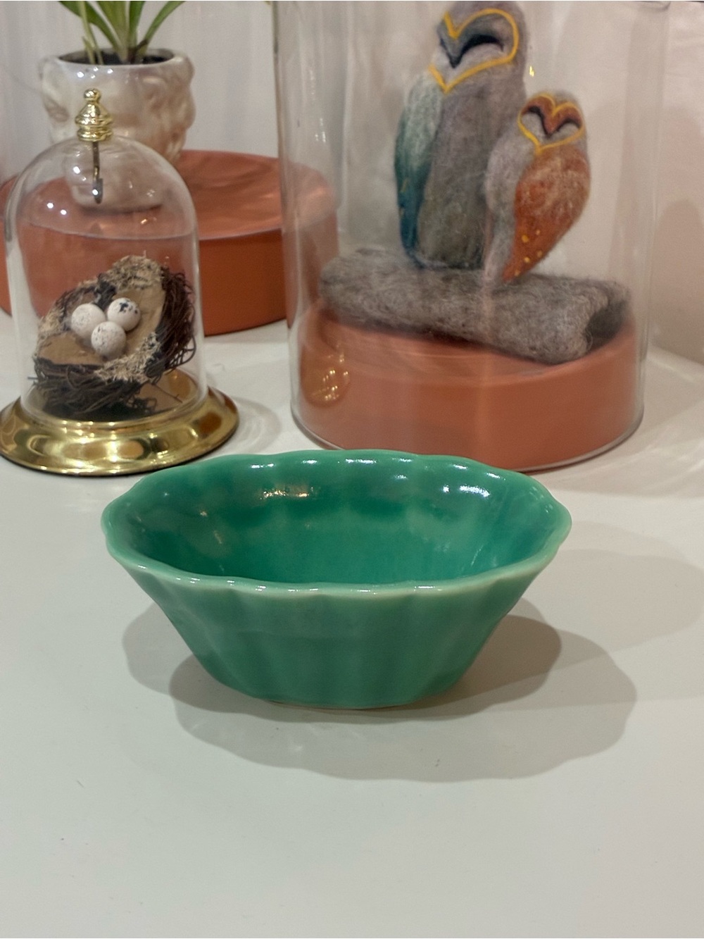 Vintage 1932 Rookwood Pottery Green Fluted Oval Bowl Dish #6089 RareDescription: